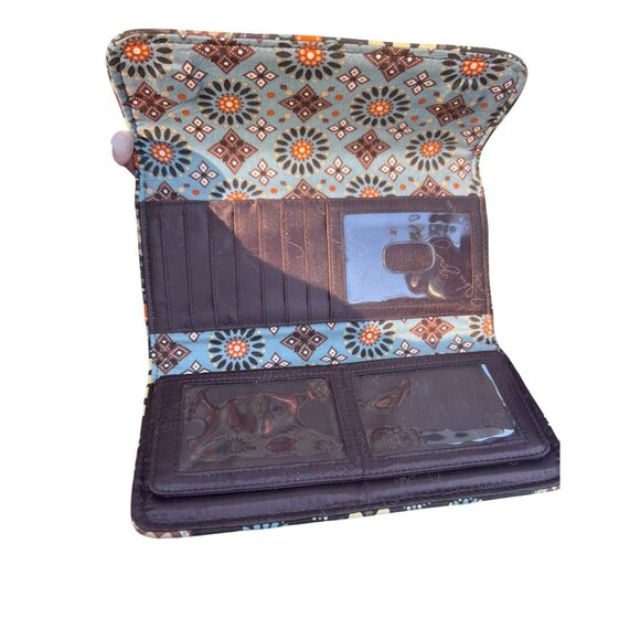 Vera Bradley Canyon Tri Fold Wallet Brown Floral Card Slots Magnetic Clasp - Picture 4 of 5